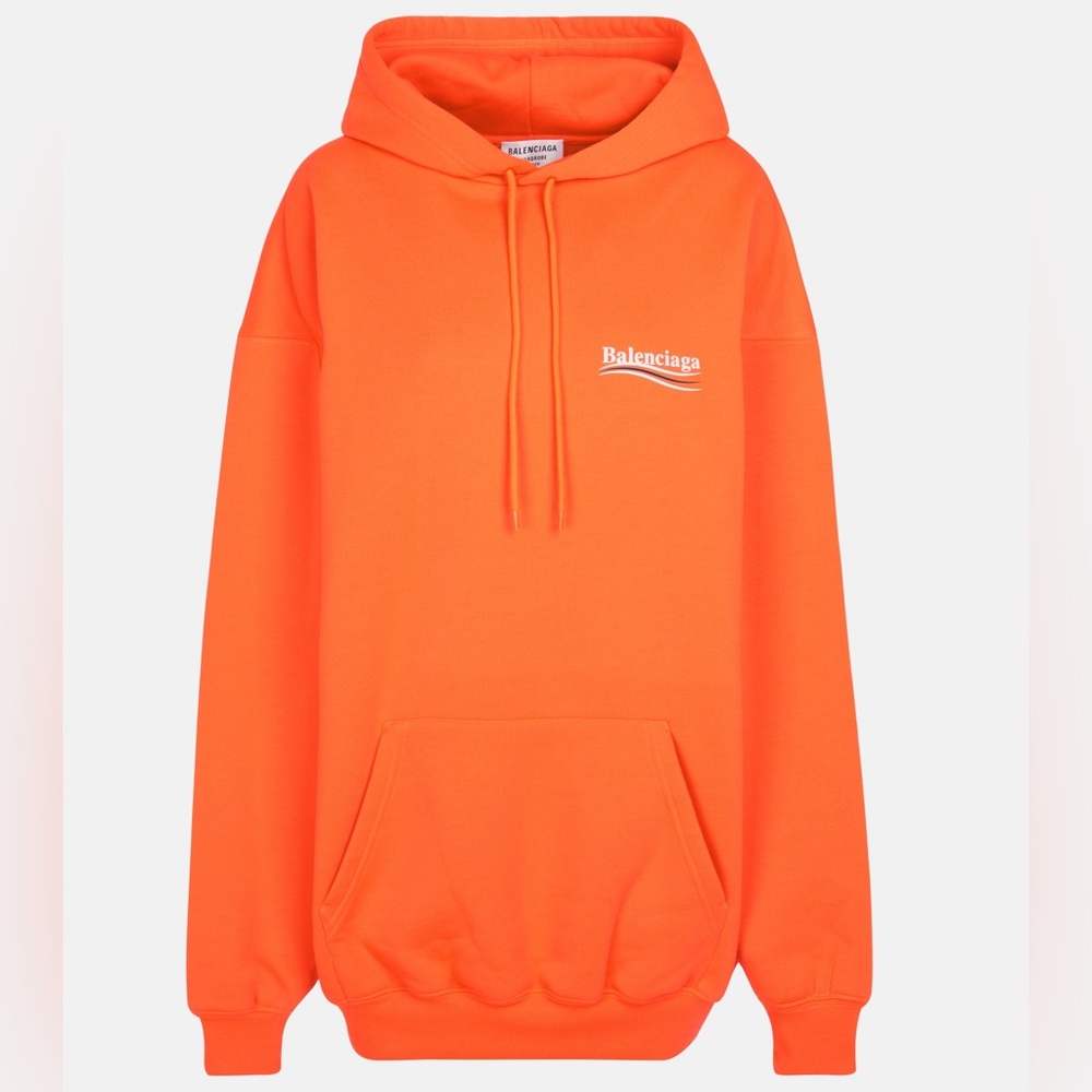 NEW Balenciaga Men Political Campaign Orange Hoodie Sweater Size Medium
